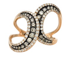 Le Vian Ombre Collection Crossover Ring with Brown & White Diamonds in Rose Gold