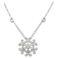 Charriol Pavé Diamond Snowflake Pendant Necklace in 18 Karat White Gold