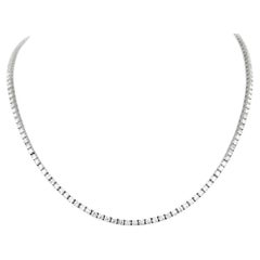 6.04 Carats Total Round Diamond 15" Tennis Necklace in 14 Karat White Gold