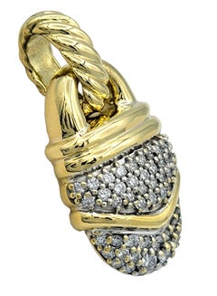 David Yurman Pavé-Diamant-Anhänger in Eichelform aus 18-Karat-Gelbgold