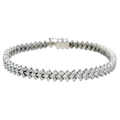 4.76 Carats Total Round Diamond Chevron Link Bracelet in 14 Karat White Gold