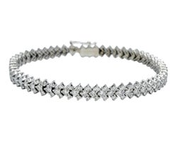 4.76 Carats Total Round Diamond Chevron Link Bracelet in 14 Karat White Gold