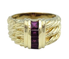 David Yurman Rubin-Säulenring mit Kabelband aus 14-Karat-Gelbgold