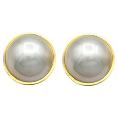 Tiffany & Co. Bezel Set Mabe Pearl Earrings in 18 Karat Yellow Gold