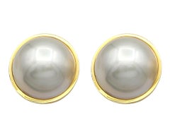 Tiffany & Co. Bezel Set Mabe Pearl Earrings in 18 Karat Yellow Gold
