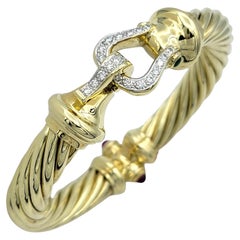 David Yurman „Renaissance Diamond Buckle Cablespira“-Armreif aus 14-karätigem Gold