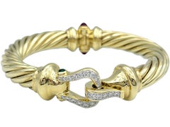 David Yurman „Renaissance Diamond Buckle Cablespira“-Armreif aus 14-karätigem Gold