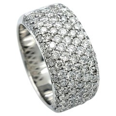Wide Multi Row Pavé Diamond Semi Eternity Band Ring in 14 Karat White Gold