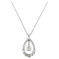 Pear Cut Diamond Pendulum Drop Pendant Necklace in 14 Karat White Gold