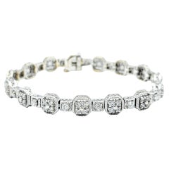 2.80 Carats Round Diamond Milgrain Station Bracelet 18 Karat White Gold