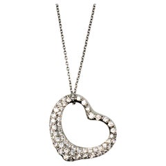 Tiffany & Co. Elsa Peretti Pavé Diamond Open Heart Necklace in Platinum