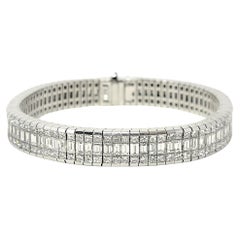 26.50 Carats Total Multi Row Princess & Baguette Diamond Multi Row Line Bracelet