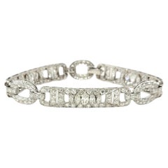 7.43 Carats Total Round & Marquis Natural Diamond Ornate Link Bracelet Platinum
