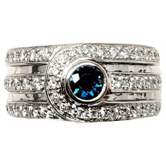 Di Modelo: 18 Karat Weißgold Ring mit drei Reihen Diamanten und Saphiren