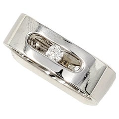 Bague contemporaine à anneau carré en or blanc 18 carats et diamants ronds E / VVS2
