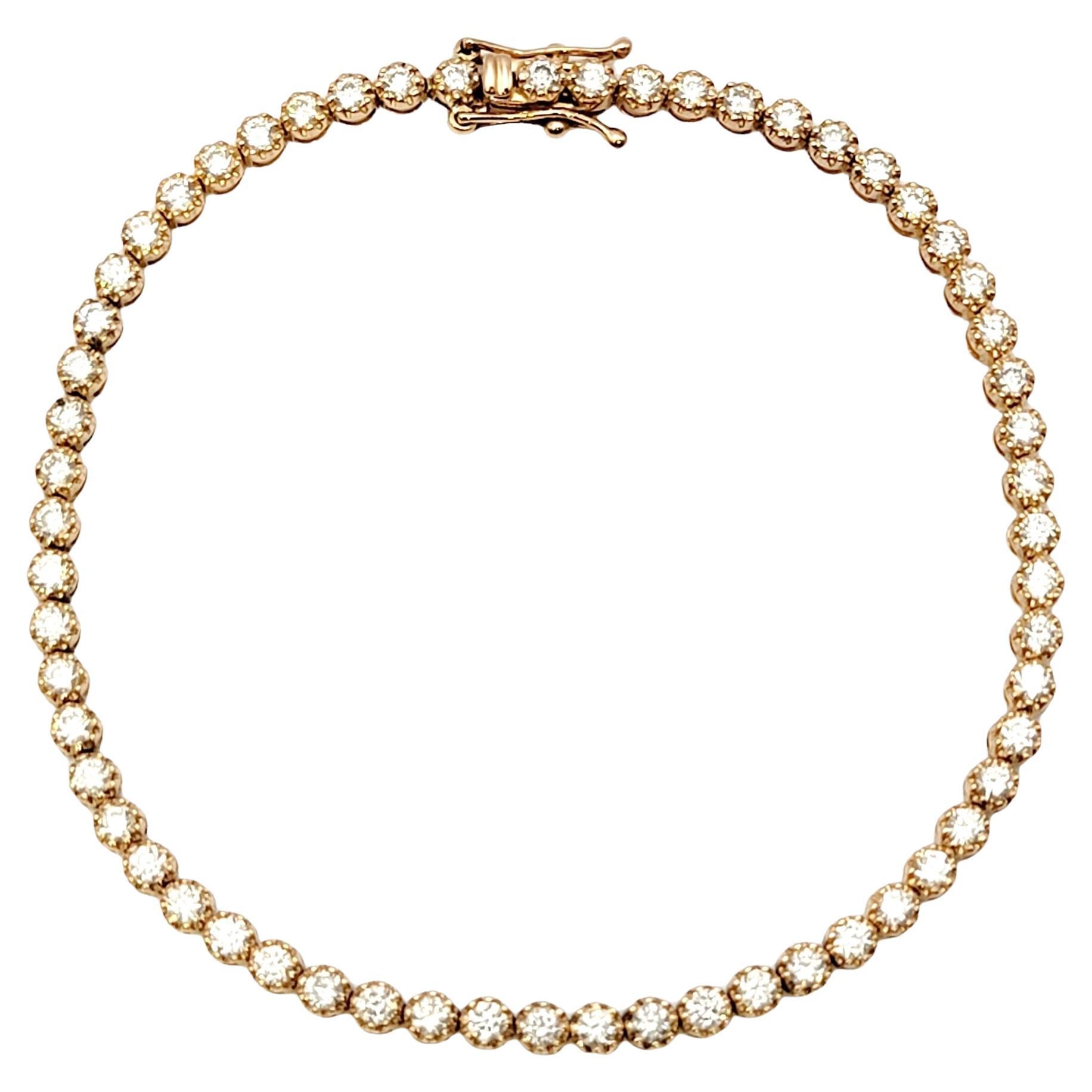 2.38 Carats Total Round Brilliant Diamond Tennis Bracelet 18 Karat Rose Gold