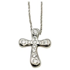 Tiffany & Co. Elsa Peretti Cross Pendant Necklace with Diamonds in Platinum