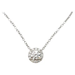 Tiffany & Co. Soleste Round Diamond Halo Pendant Necklace in Platinum