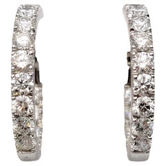 6.75 Carats Total Round Diamond Inside-Outside Hoop Earrings 18 Karat White Gold
