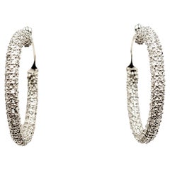 2.05 Carats Total Pavé Diamond Inside-Outside Hoop Earrings in 18 Karat Gold