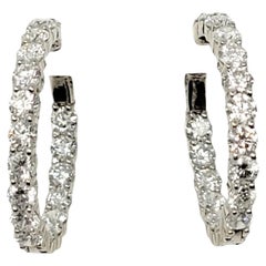 8.07 Carat Round Brilliant Diamond Inside-Out Hinged Hoop Earrings 14 Karat Gold