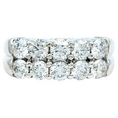 Anello a fascia con due file di diamanti rotondi da 2,00 carati e 10 pietre, oro bianco 14 carati