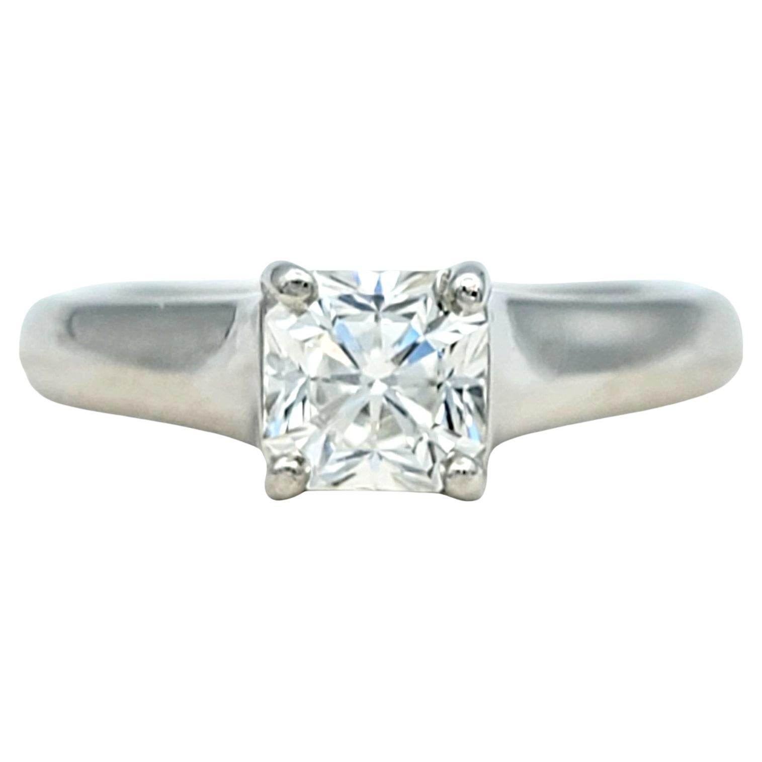 Contemporary .75 Carat Tiffany & Co. Lucida Cut Solitaire Diamond Platinum Engagement Ring For Sale