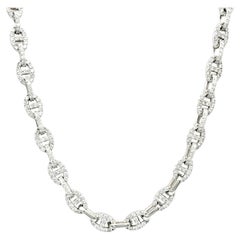 Collar de oro blanco con cadena ovalada de eslabones de diamantes de 12,60 quilates totales y 22" de largo, F-G/VVS