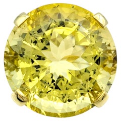 35.70 Carat Round Cut Heliodor High Profile Cocktail Ring 18 Karat Yellow Gold