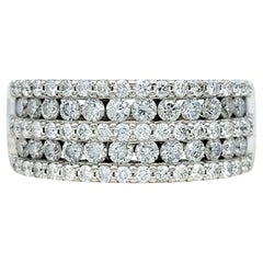 Round Brilliant Diamond 5 Row Wide Band Ring in Polished 18 Karat Gold, F-G / VS