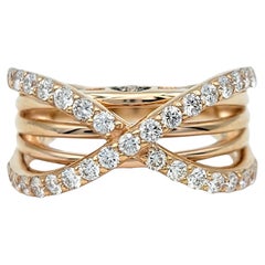 Le Vian Pavé Diamond Crossover Multi-Row Band Ring in 14 Karat Rose Gold