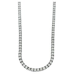 4.00 Carat Total Round Brilliant Diamond 22" Tennis Necklace 14 Karat White Gold