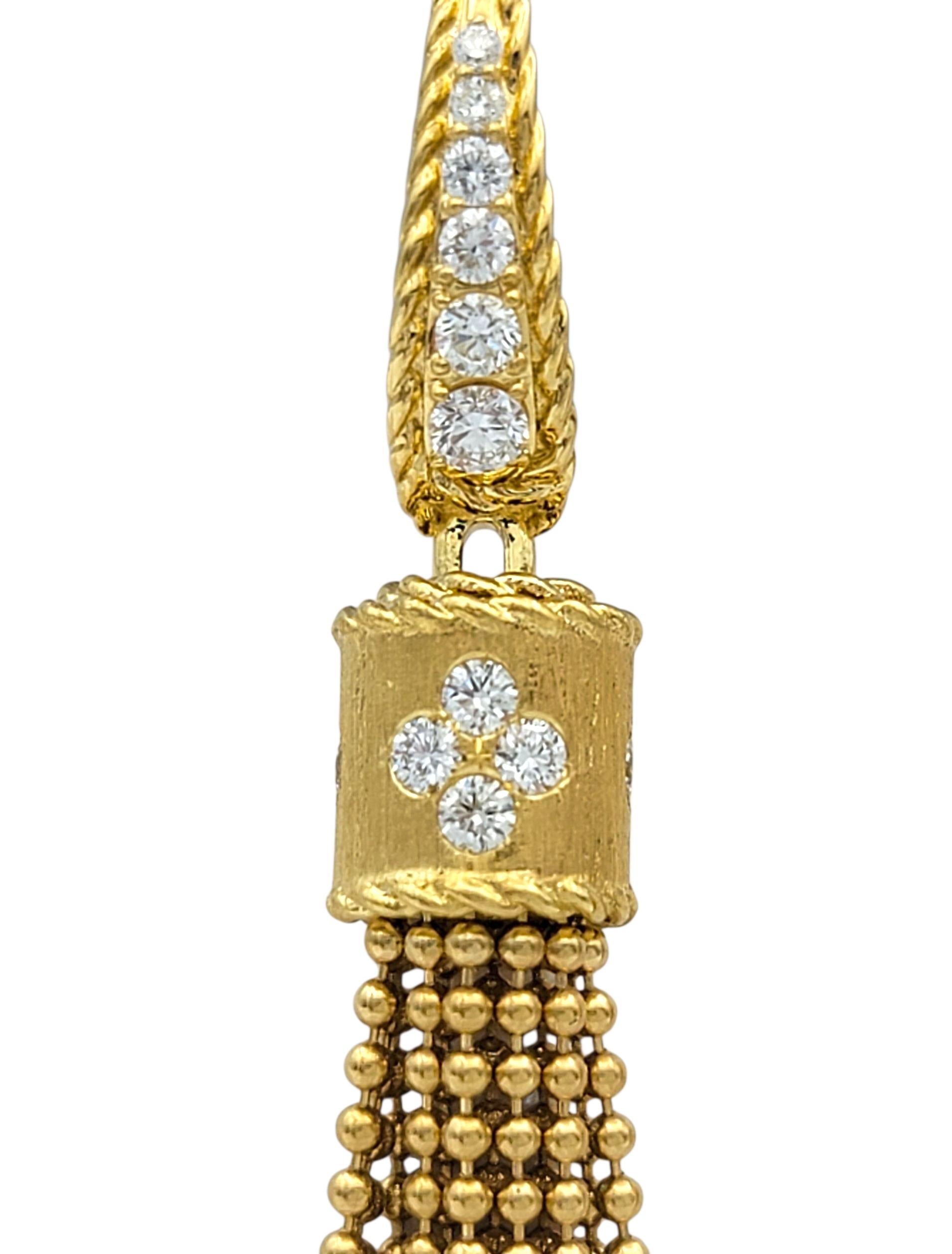 Taglio rotondo Roberto Coin Orecchini con nappe 'Princess' e diamanti in oro giallo 18 carati in vendita
