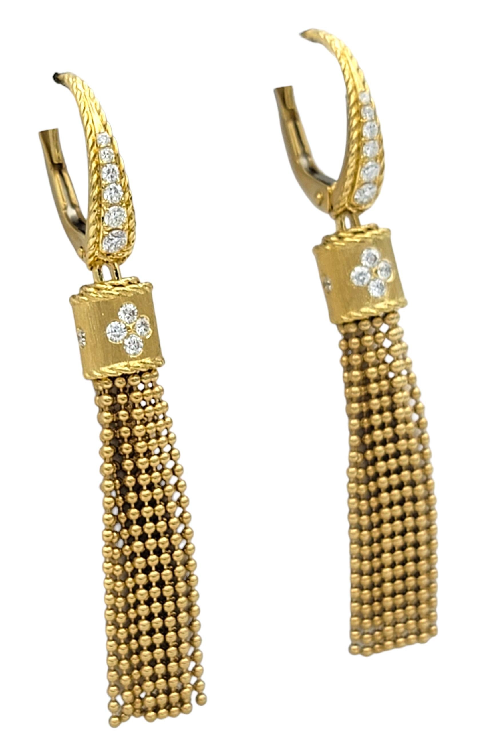 Roberto Coin Orecchini con nappe 'Princess' e diamanti in oro giallo 18 carati In condizioni buone in vendita a Scottsdale, AZ