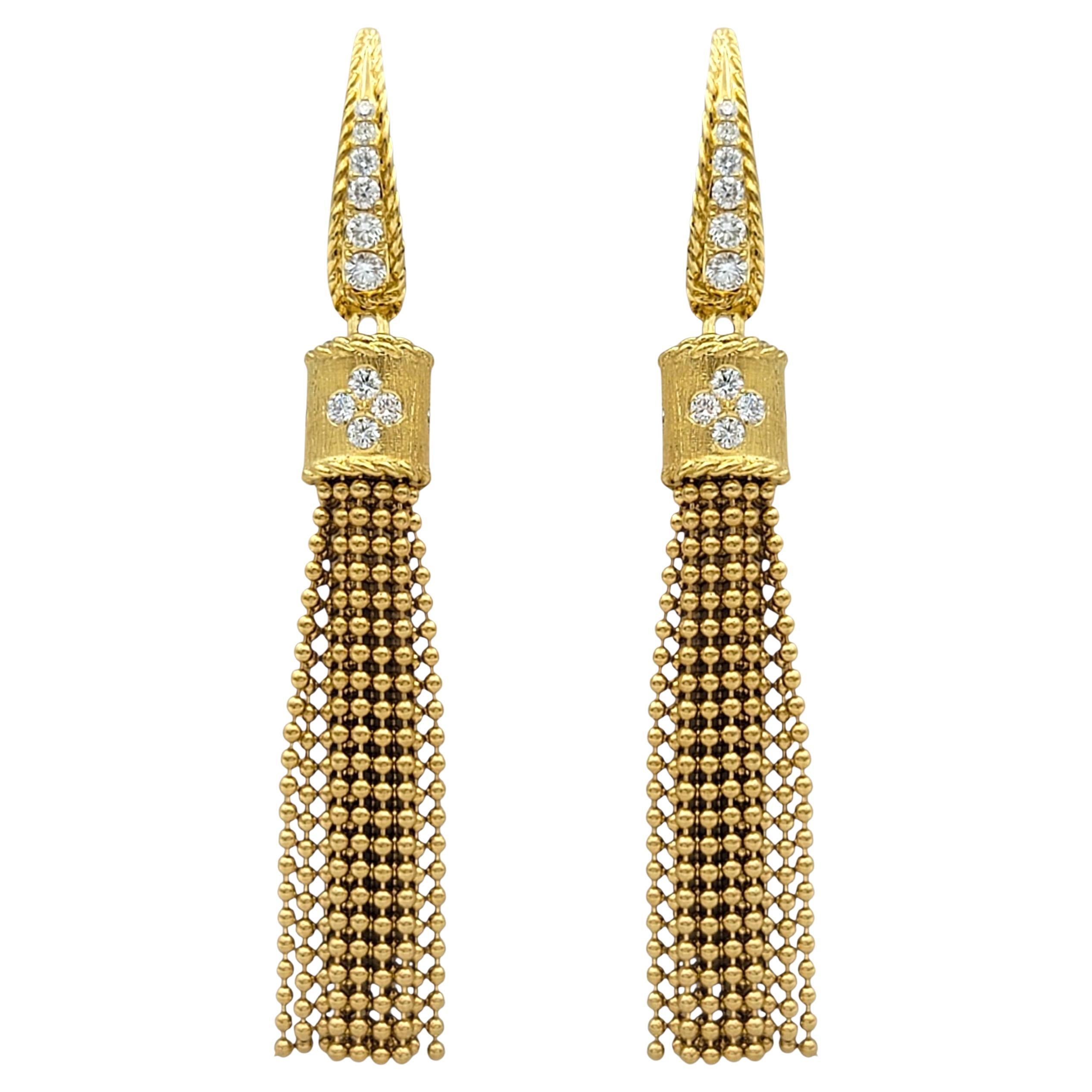 Roberto Coin Orecchini con nappe 'Princess' e diamanti in oro giallo 18 carati in vendita