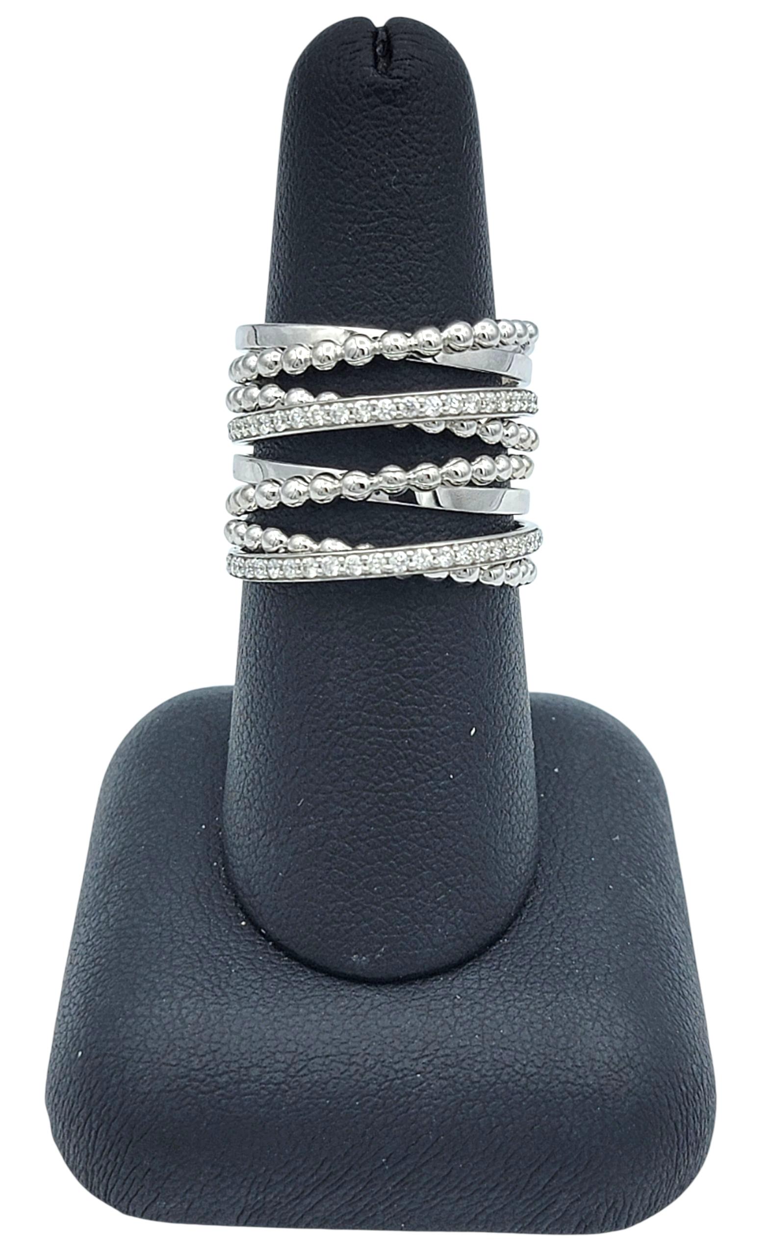 Hueb Bubbles mehrreihiger Pavé-Diamantring aus poliertem 18 Karat Weißgold im Angebot 8