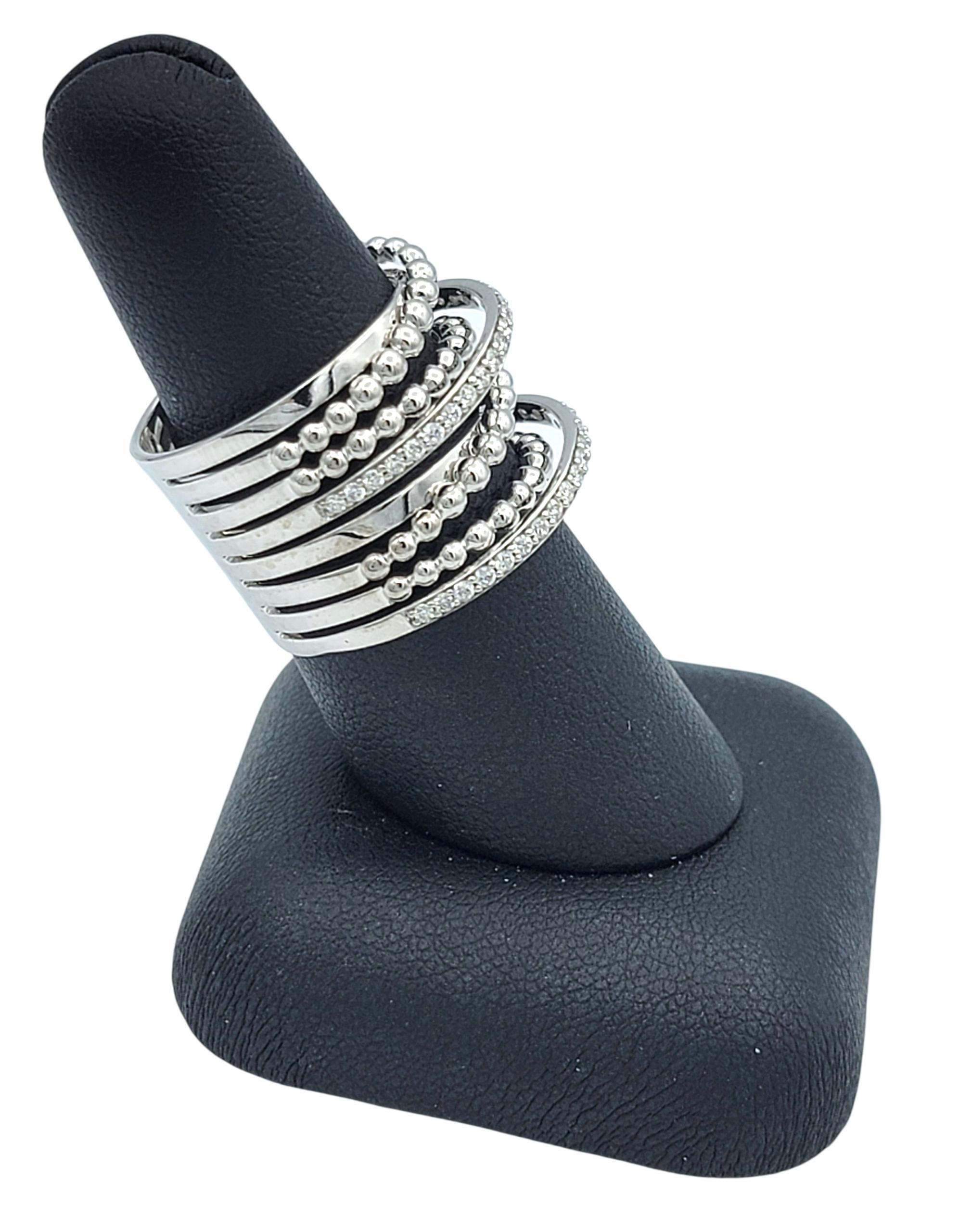 Hueb Bubbles mehrreihiger Pavé-Diamantring aus poliertem 18 Karat Weißgold im Angebot 9