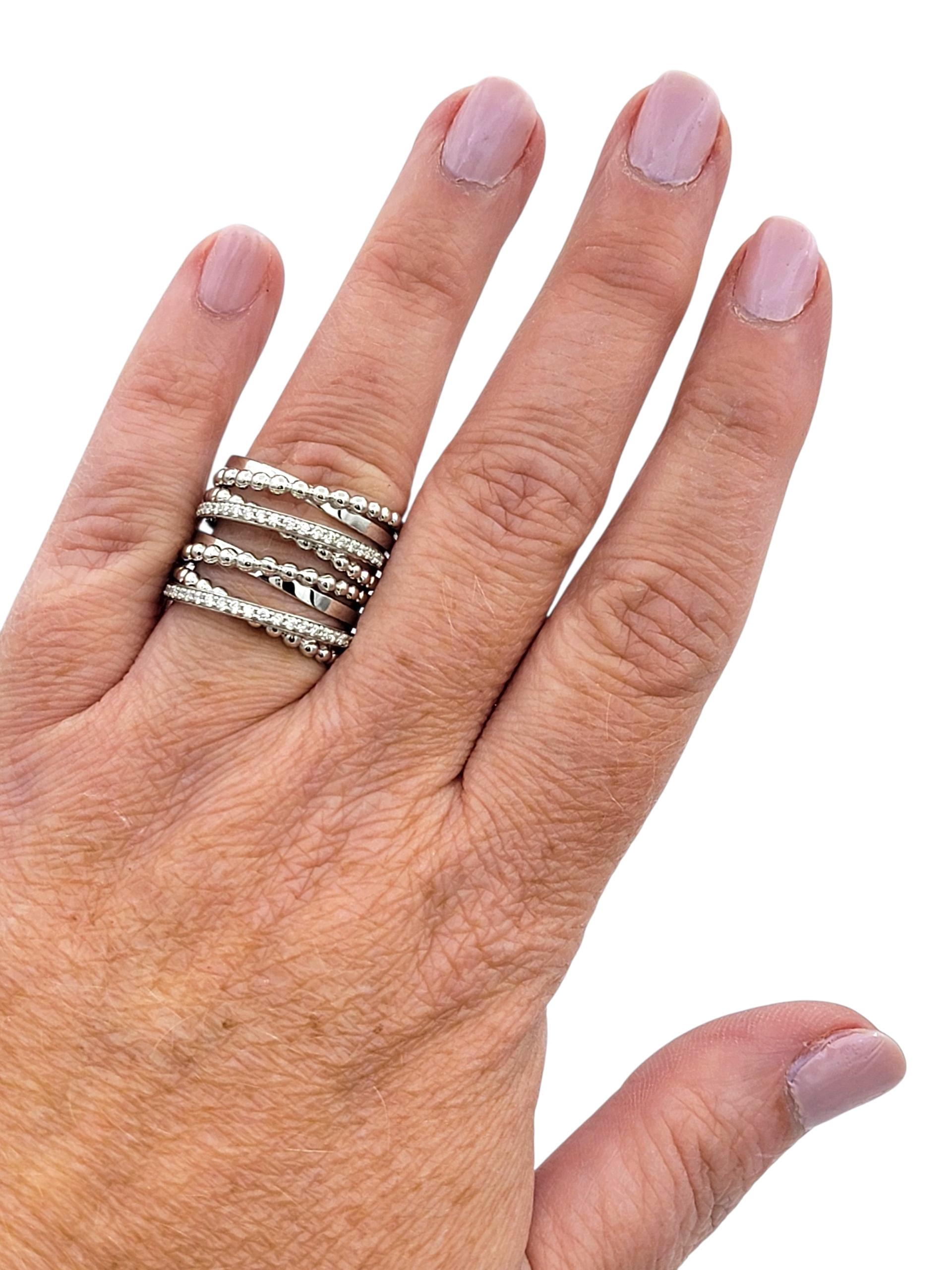 Hueb Bubbles mehrreihiger Pavé-Diamantring aus poliertem 18 Karat Weißgold im Angebot 6