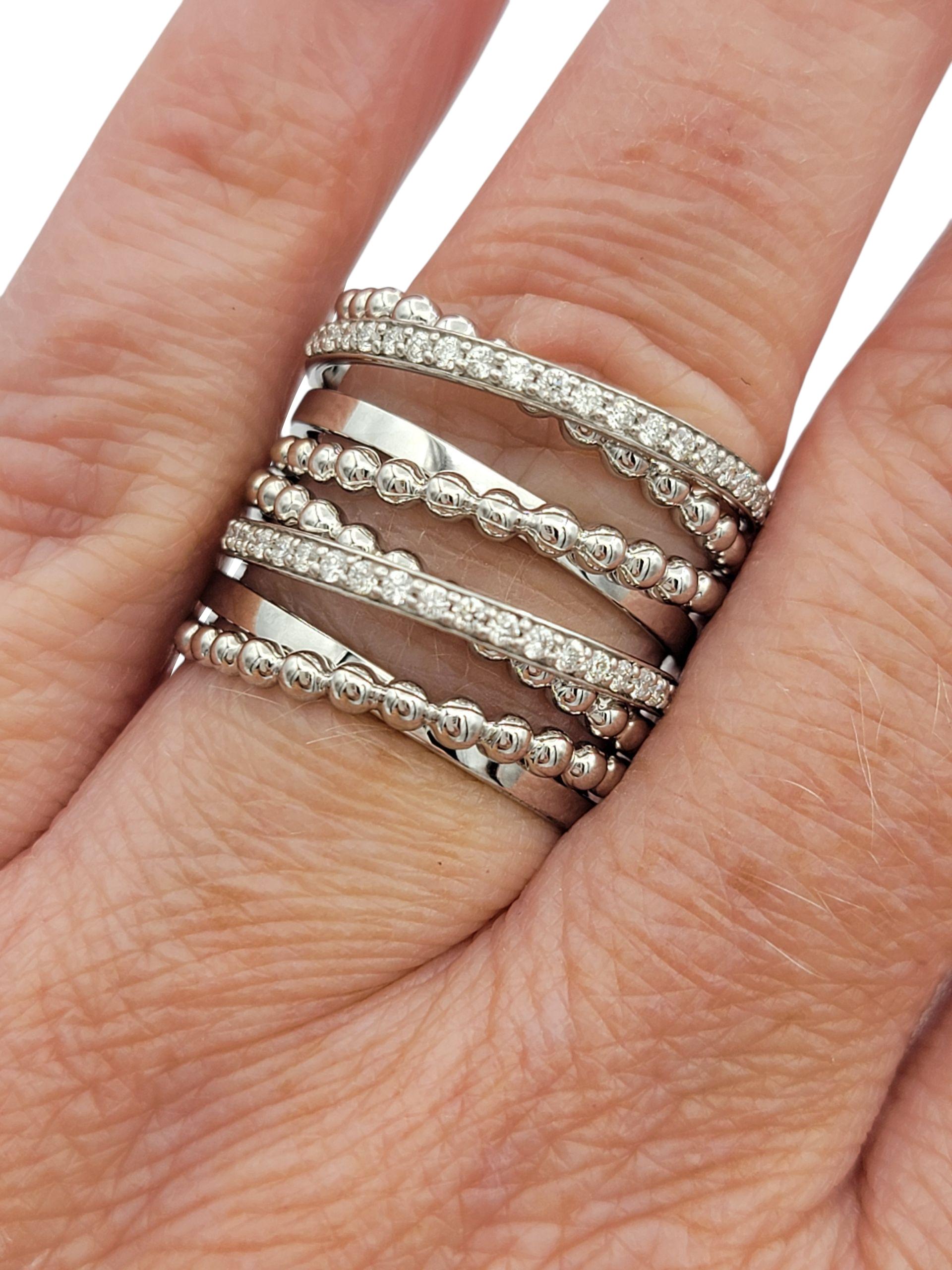 Hueb Bubbles mehrreihiger Pavé-Diamantring aus poliertem 18 Karat Weißgold im Angebot 7