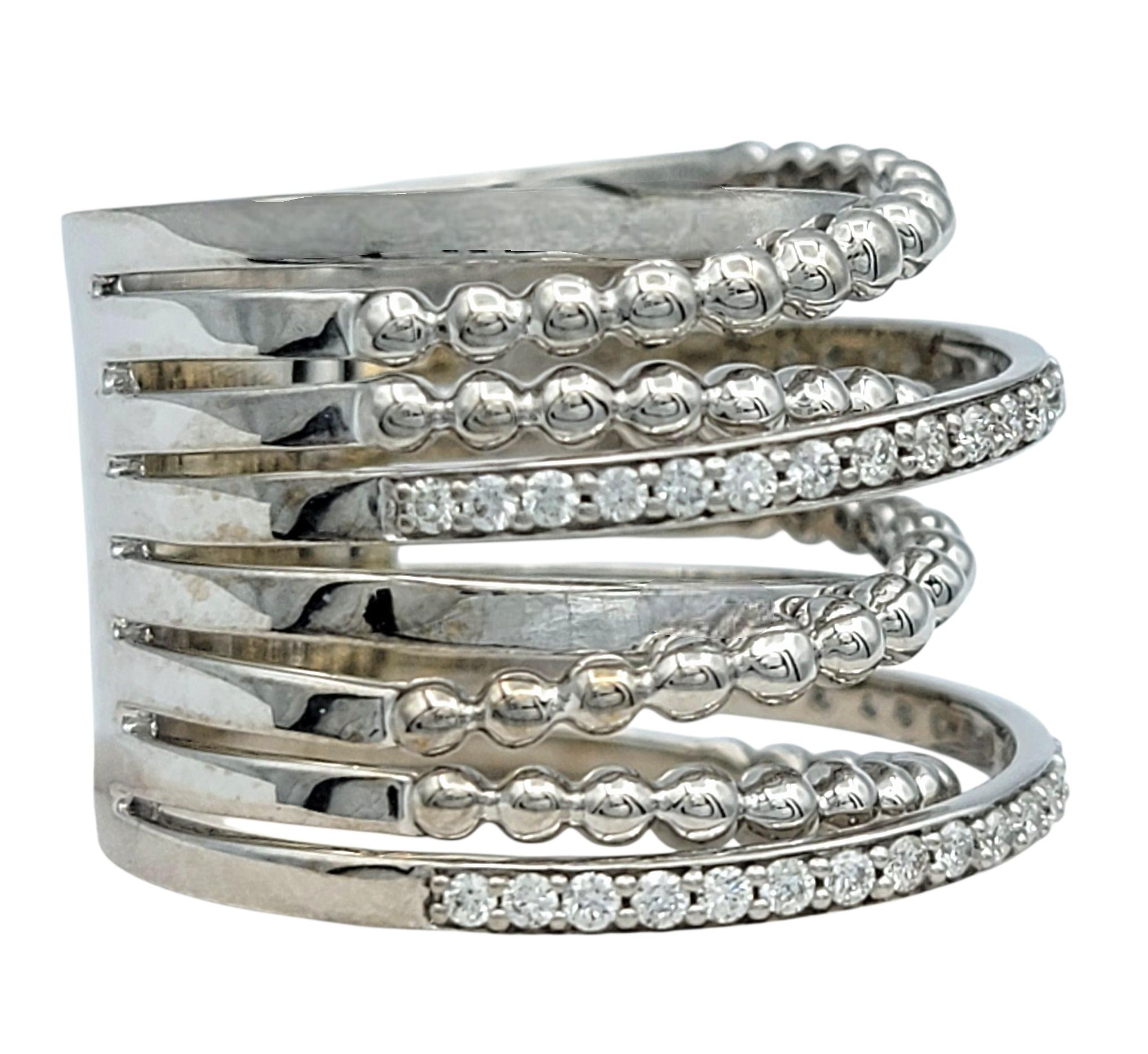 Hueb Bubbles mehrreihiger Pavé-Diamantring aus poliertem 18 Karat Weißgold Damen im Angebot