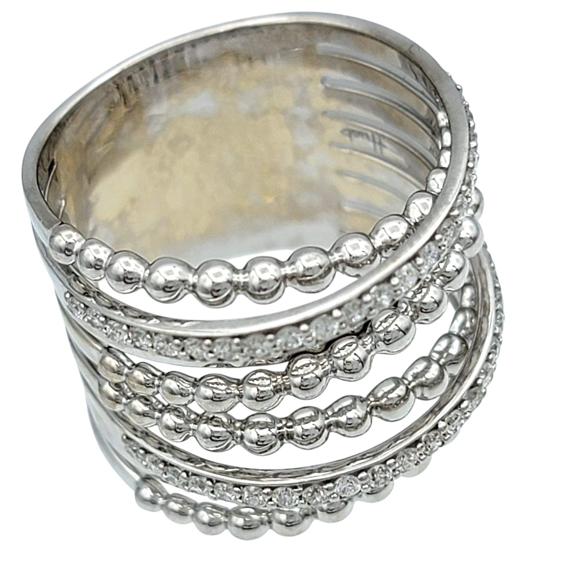Hueb Bubbles mehrreihiger Pavé-Diamantring aus poliertem 18 Karat Weißgold im Zustand „Gut“ im Angebot in Scottsdale, AZ