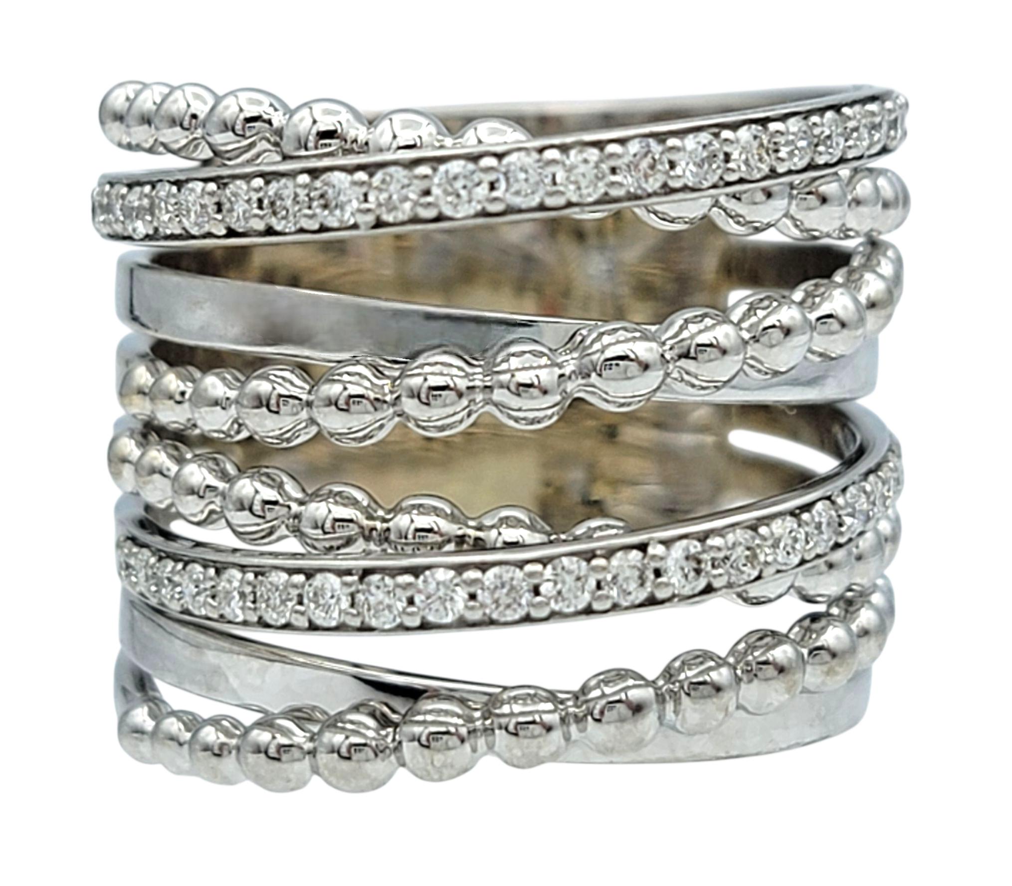Hueb Bubbles mehrreihiger Pavé-Diamantring aus poliertem 18 Karat Weißgold (Zeitgenössisch) im Angebot