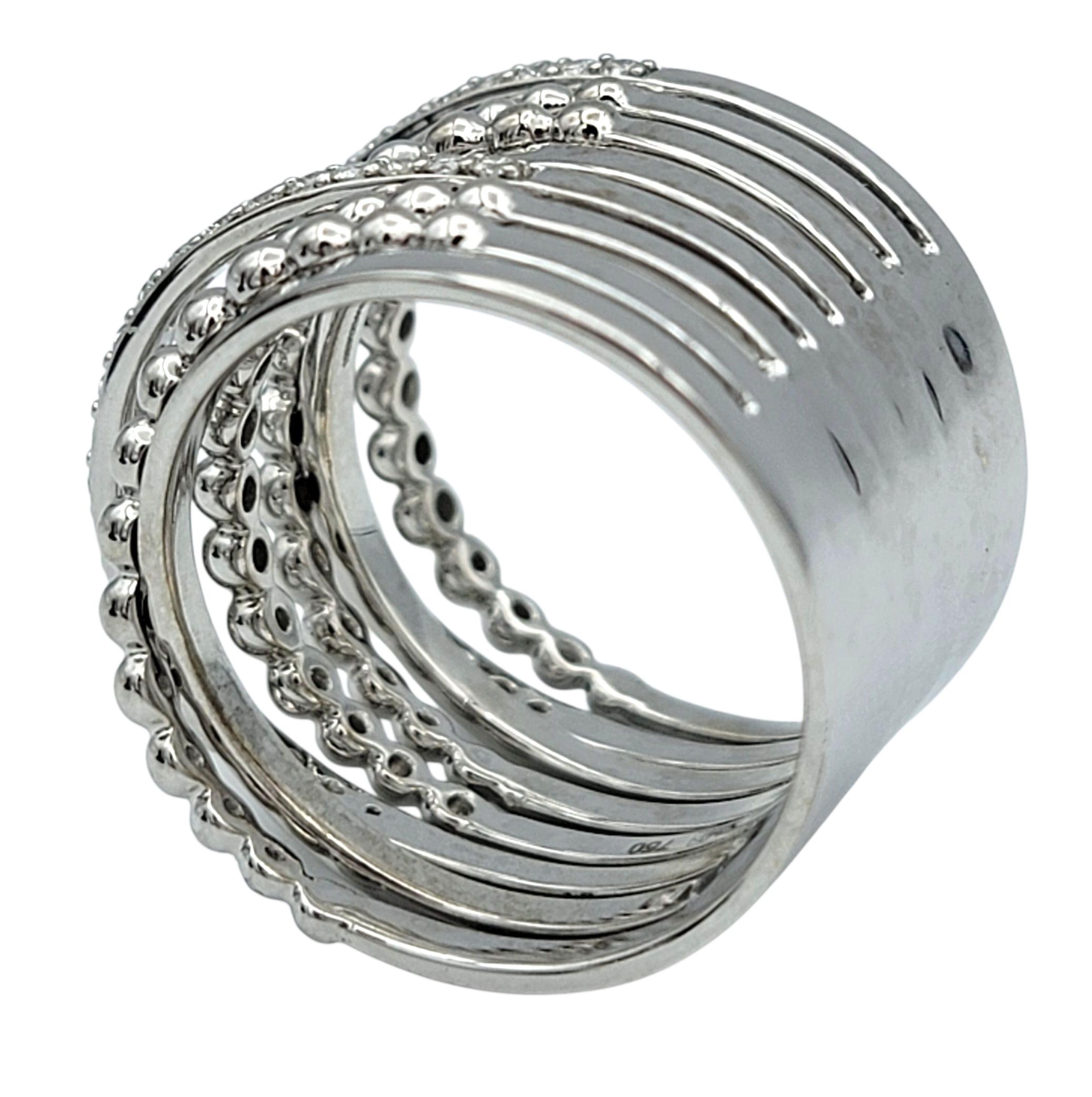 Hueb Bubbles mehrreihiger Pavé-Diamantring aus poliertem 18 Karat Weißgold im Angebot 2