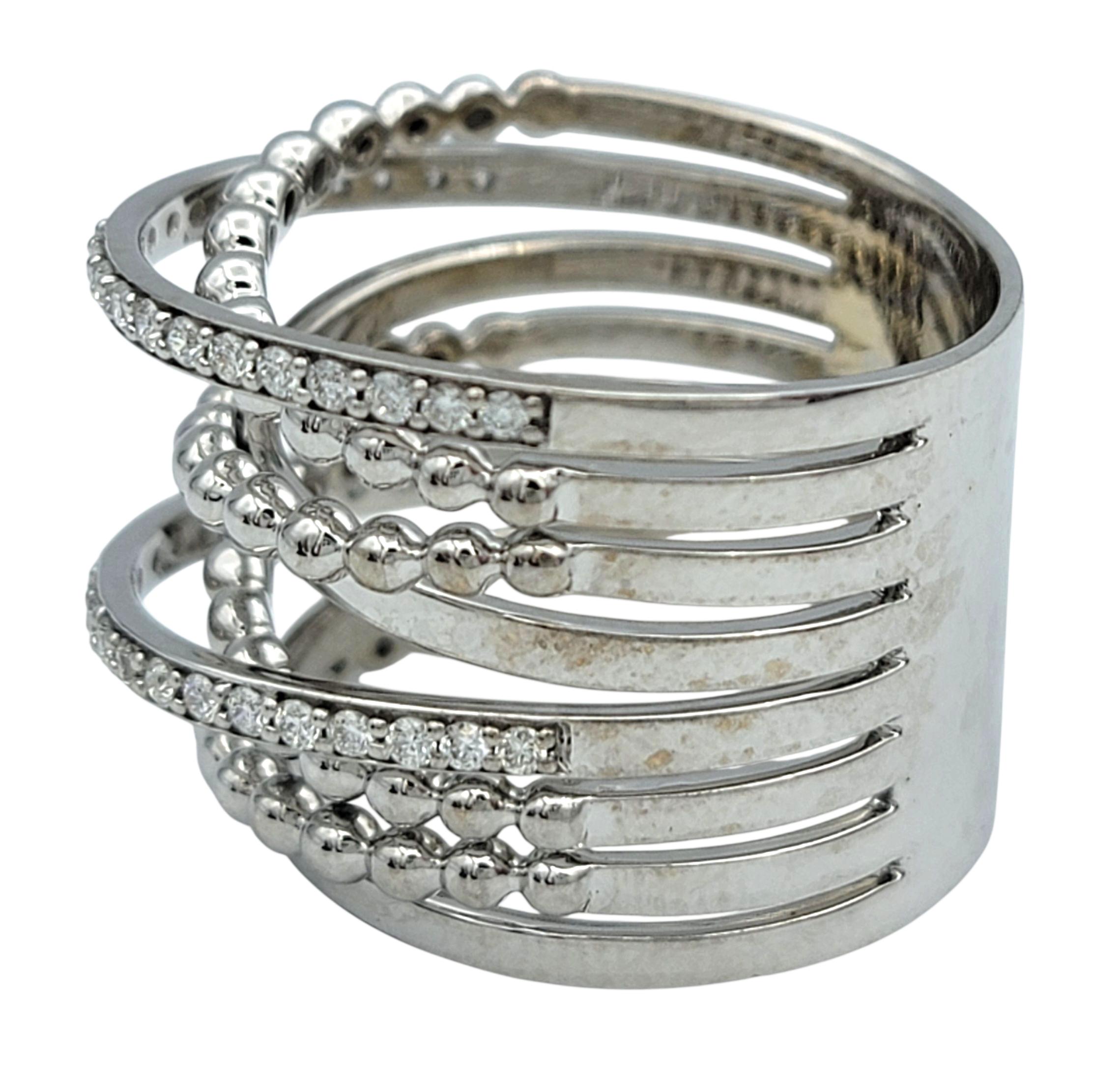 Hueb Bubbles mehrreihiger Pavé-Diamantring aus poliertem 18 Karat Weißgold im Angebot 1