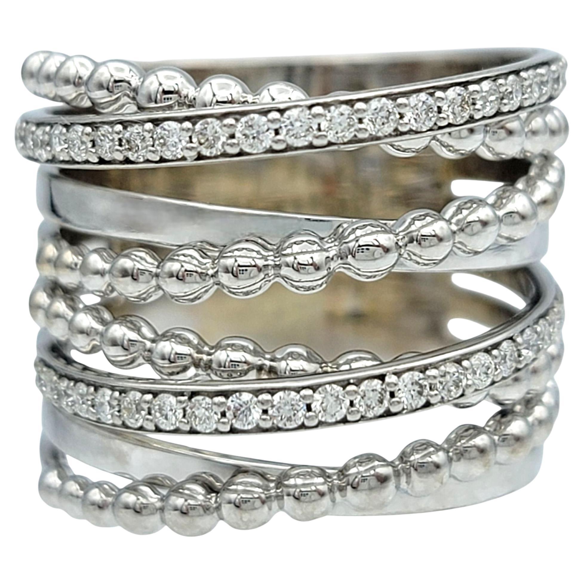 Hueb Bubbles mehrreihiger Pavé-Diamantring aus poliertem 18 Karat Weißgold im Angebot