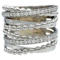 Hueb Bubbles Multi-Row Pavé Diamond Band Ring in Polished 18 Karat White Gold