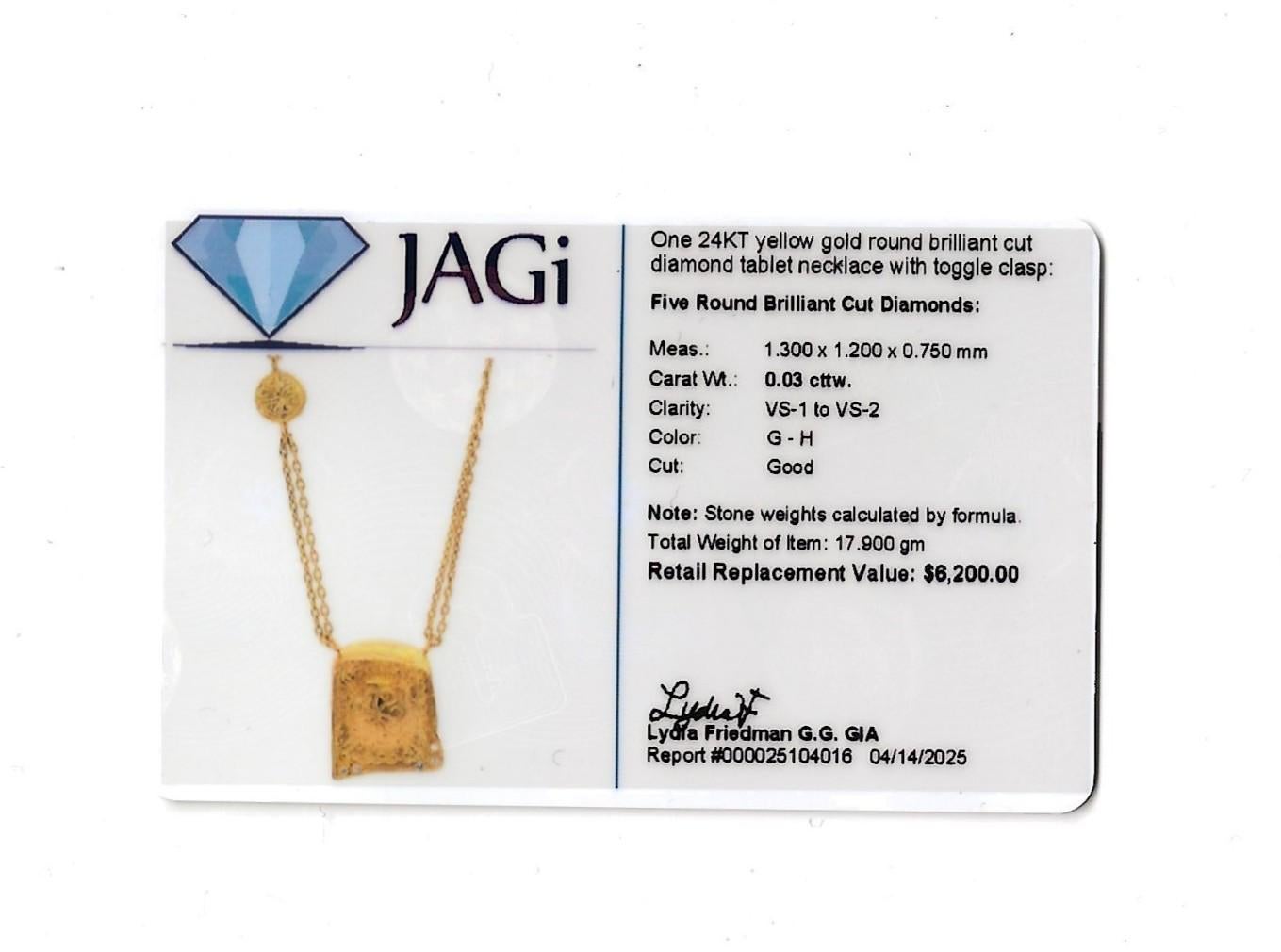 Collier double pendentif tablette avec diamants en or jaune 24 carats en vente 2