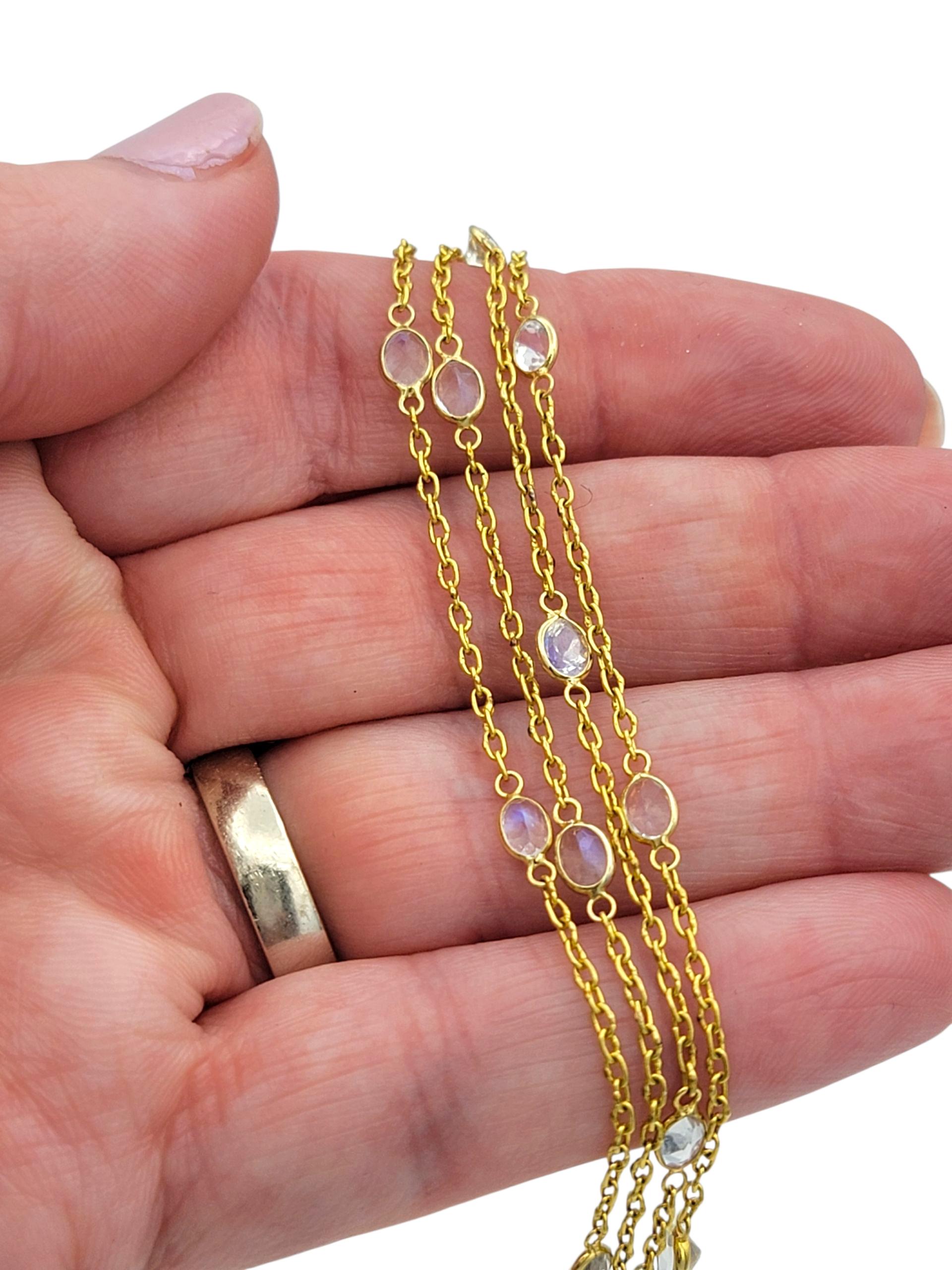 Collana con pietra lunare ovale incastonata lunga 42,5