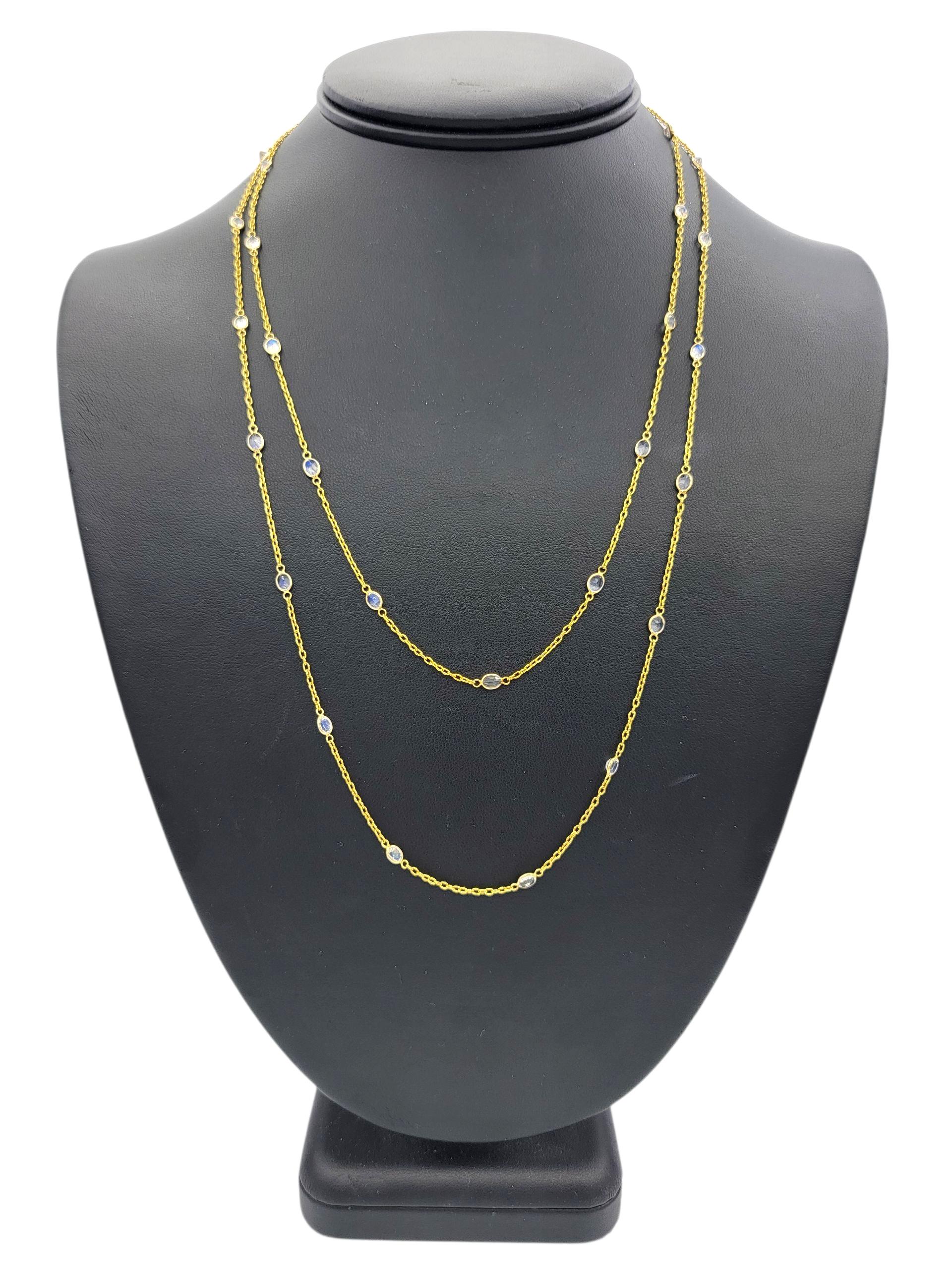 Collana con pietra lunare ovale incastonata lunga 42,5