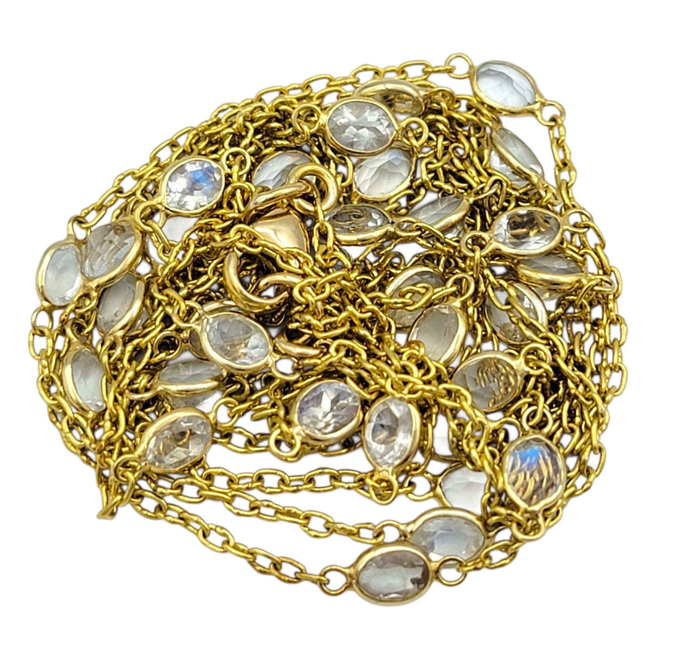 Collana con pietra lunare ovale incastonata lunga 42,5